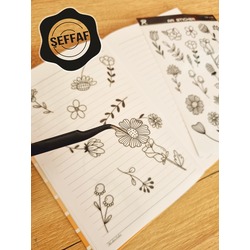 Şeffaf - LF11 - Flower & Leaf Temalı Laptop, Notebook, Tablet, Telefon, Ajanda Sticker Seti
