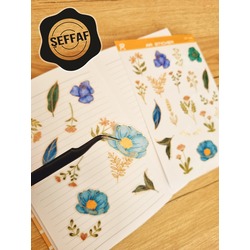 Şeffaf - LF13 - Flower & Leaf Temalı Laptop, Notebook, Tablet, Telefon, Ajanda Sticker Seti
