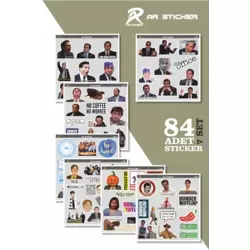  Ar Sticker - 84 Adet - Ofis Laptop Notebook Ajanda Defter Tablet Sticker Etiket Çıkartma Seti
