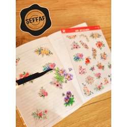 Şeffaf - LF19 - Flower & Leaf Temalı Laptop, Notebook, Tablet, Telefon, Ajanda Sticker Seti