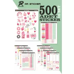  Ar Sticker - 500 Adet - Sticker Book Laptop Notebook Ajanda Tablet Sticker Etiket Çıkartma Seti