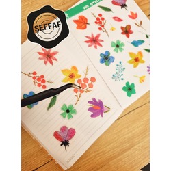 Şeffaf  - LF51 - Flower & Leaf Temalı Laptop, Notebook, Tablet, Telefon, Ajanda Sticker Seti