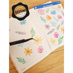 Şeffaf  - LF35 - Flower & Leaf Temalı Laptop, Notebook, Tablet, Telefon, Ajanda Sticker Seti