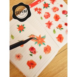 Şeffaf  - LF52 - Flower & Leaf Temalı Laptop, Notebook, Tablet, Telefon, Ajanda Sticker Seti