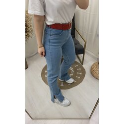 BUZ MAVİ PAÇA DETAYLI JEAN