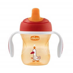 Chicco Yarı Yumuşak Uçlu Eğitim Bardağı 200ml 6 Ay+ Kırmızı ve Yeşil