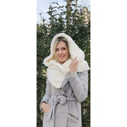 EKRU YUMUŞAK POLAR KAPUŞON ATKI