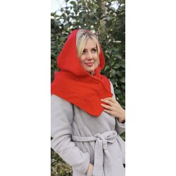 KIRMIZI POLAR KAPUŞON ATKI