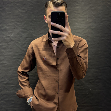 LORO&PİANA PREMIUM KETEN GÖMLEK (KAHVE)