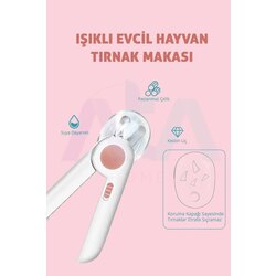 Işıklı Kedi Köpek Evcil Hayvanlar İçin Korumalı Törpülü LED'li Tırnak Makası