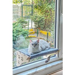 Ahşap Cama Yapışan Kedi Yatağı Vantuzlu Cam Yatağı Terası