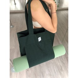 Yeşil Gabardin Pilates ve Yoga Çantası