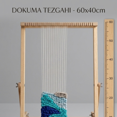 Premium Kanallı Ahşap Dokuma Tezgahı Seti (60x40 cm) – Büyük Boy