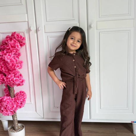 Kahve Gofre kumaş takım