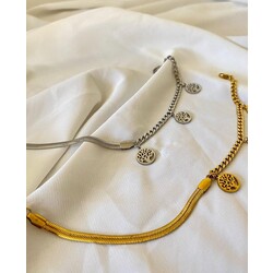 Çelik Yaşam Ağacı Charmlı Halhal