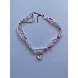 coquette pembe heart kolye