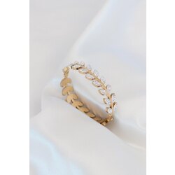Gold Renk Yaparak Model Zirkon Taş Detay Çelik Kadın Bileklik