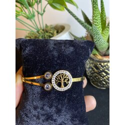 Çelik Gold Renk Yaşam Ağaç Modeli Bileklik