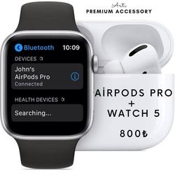 Airpods Pro + Watch 5 Siyah