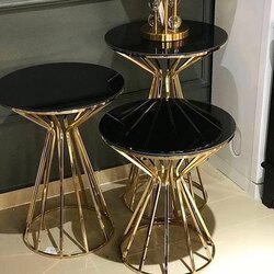 Kum saati Zigon Sehpa Takımı gold,silver,krom 
