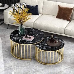 Yavrulu C orta sehpa siyah mermer desenli cam 