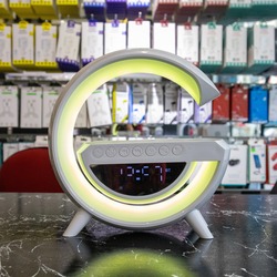 Kablosuz Şarj Led Işıklı Bluetooth Hoparlör Radyolu Müzik Çalar Saatli Telefon Standı