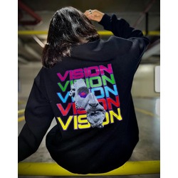 Siyah Vision Baskılı Oversize Unisex SweatShirt