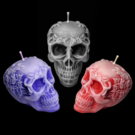 Floral Skull 1 - El Yapımı Mum