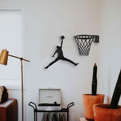 Basketbol Jordan Figürlü Ahşap Duvar Objesi