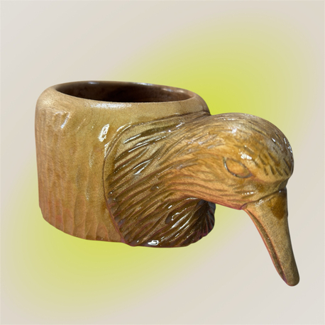 Ahşap El oyması Balıkçı figürü KUKSA bardak.