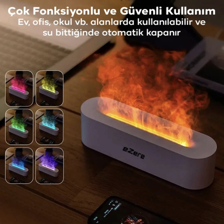 EZERE A3 Ev ve Ofis için Alev Difüzörü ve Ultrasonik Hava Nemlendirici BEYAZ