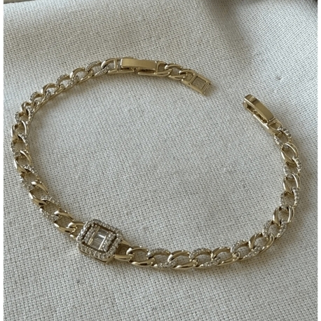 VIP 14K Zen Model Taşlı Zincir Bileklik