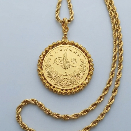 22Ayar Tuğra Kolye/Zincir 60cm