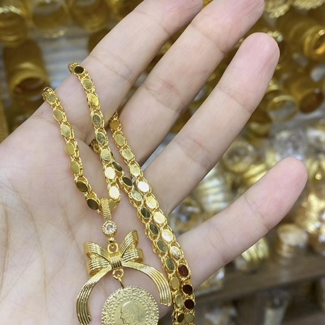 22Ayar Halep pulu Fiyonklu kolye (80cm