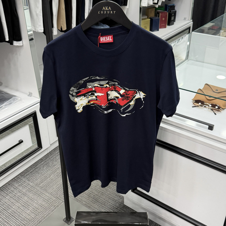 Diesel Premium Yeni Sezon Mağaza Modeli Tişört %100 Cotton Lacivert