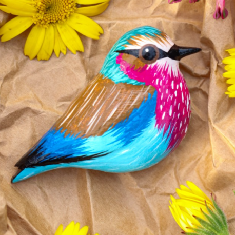 Leylak Göğüslü Gökkuzgun  BROŞ  (Coracias caudatus)