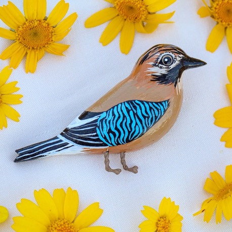 Alakarga Kuşu BROŞ (Garrulus glandarius) (lütfen opsiyon kısmından ölçü seçiniz)