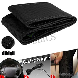 Delikli Dikmeli Siyah Direksiyon Kılıfı