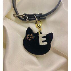 siyah harfli kedi köpek tasma aksesuarı 