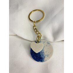 mavi beyaz kalpli anahtarlık 