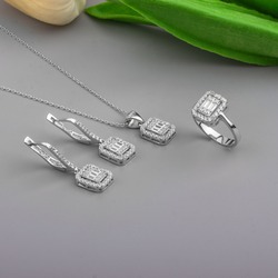 925 AYAR GÜMÜŞ TRAPEZ SET