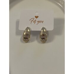 Çelik Gold Taşlı Küpe 