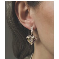 Çelik Kalp Charm Gold Küpe