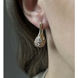 Çelik Taşlı Gold Sepet Küpe 