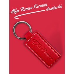 Alfa Romeo Kırmızı Deri Anahtarlık 
