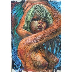 Woman Portrait. crayon on cardboard.size50x70cm. 