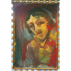 Yorgun yüzlü portre.Tired.Oil on canvas. Tual üzerine yağlıboya. 42x62cm