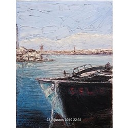 Balıkçı Barınağı Eğridir.Fisher shelter Eğridir. OilPainting. Size 30x40 cm