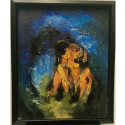 Flüt Çalan Kız.Girl playing the flute.Tual üzerine yağlıboya.Oil on kanvas.20x27 cm