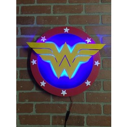 Justice League Wonder Woman Retro Superhero LED Light Up Night Light Neon Illuminated Logo Wall Art